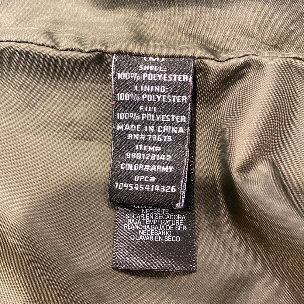 Lucky Brand Army Green Quilted Jacket Medium Full Zip Snap Coat - Picture 13 of 16